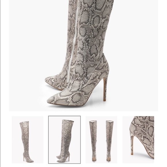 snake print over knee boots